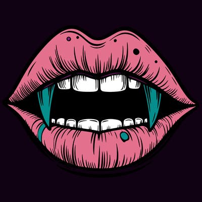 lips with vampire teeth
