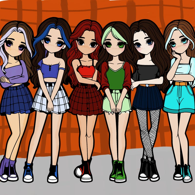 a group of girls realistic