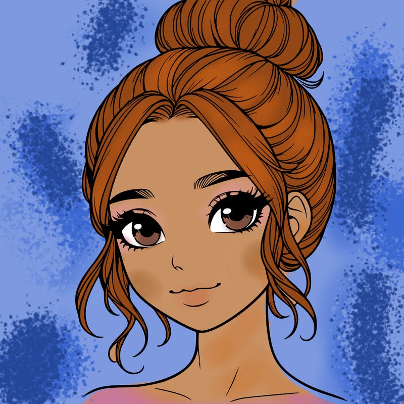 realistic pretty girl with hair in bun