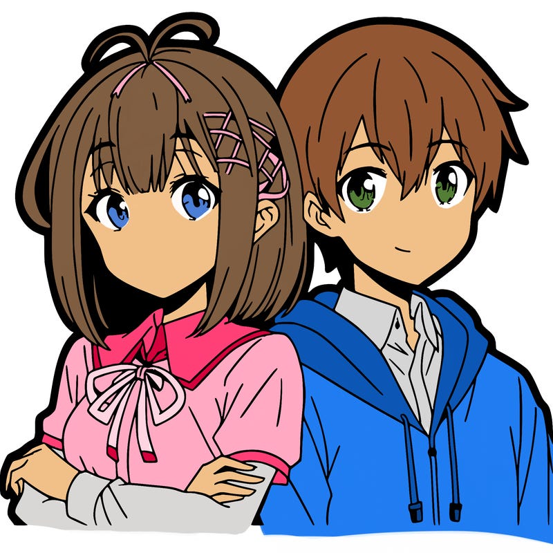girl and boy in anime