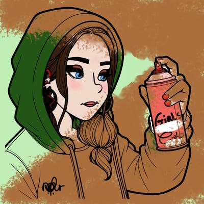 a realistic girl, spray painting