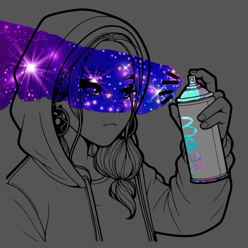 a realistic girl, spray painting