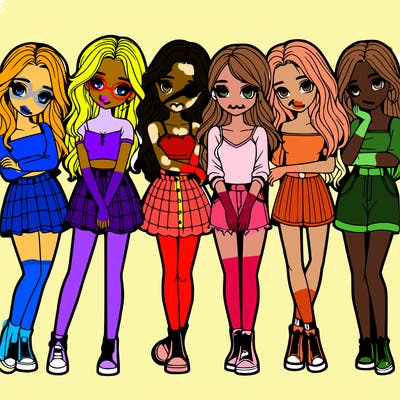 a group of girls realistic