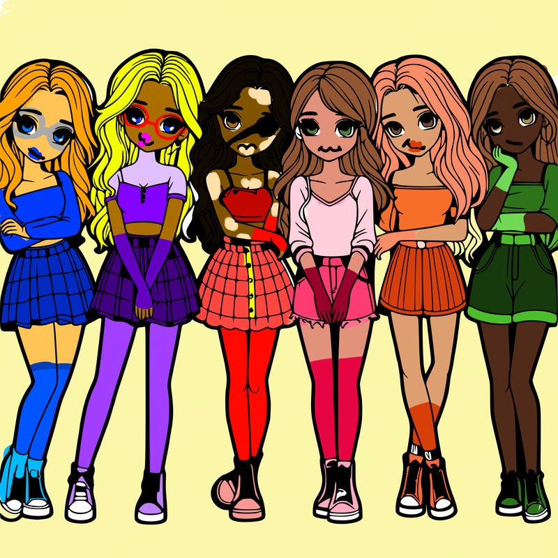 a group of girls realistic