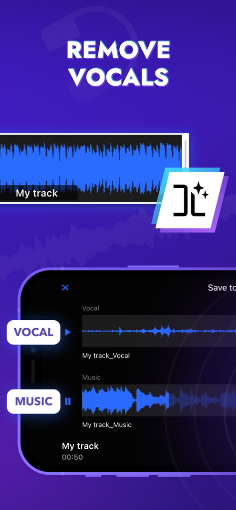 Audio Editor Tool: Edit Music - 音楽編集アプリのAI搭載ボーカル＆音楽分離機能。