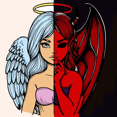 realistic angel half demon