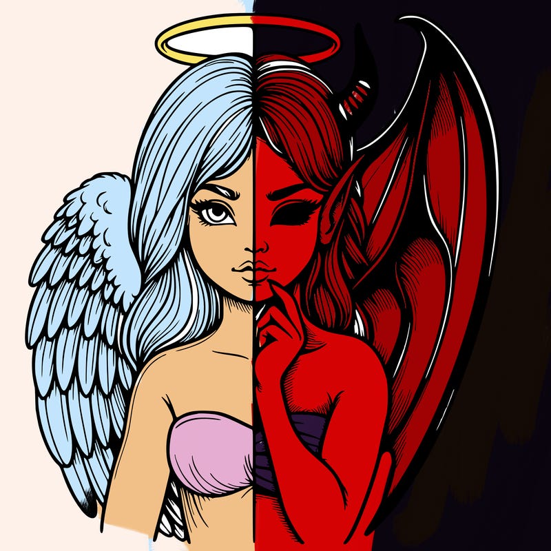 realistic angel half demon