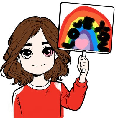 realistic girl holding up a sign