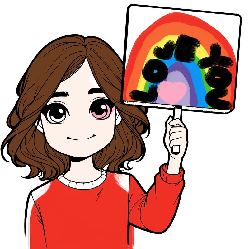 realistic girl holding up a sign