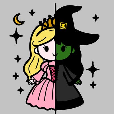 split princess and witch