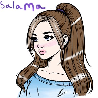 realistic girl with a high ponytail