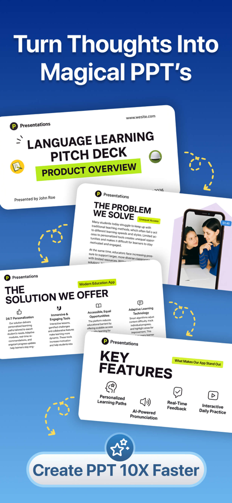 Gamma: AI Presentation Maker - Interfaz de la aplicación Gamma AI que muestra una presentación generada a partir de ideas