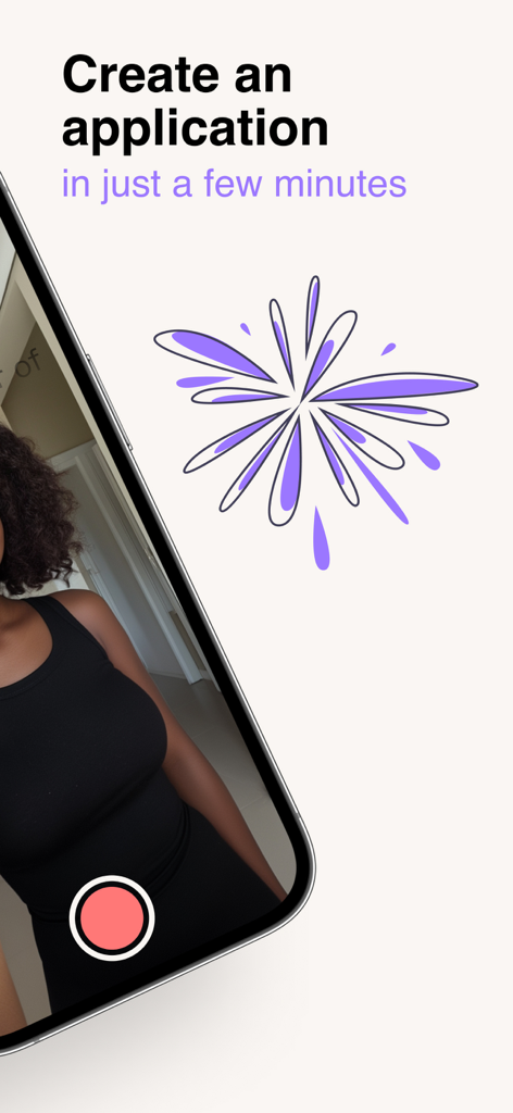 A person recording a video job application on a smartphone using the Impress app