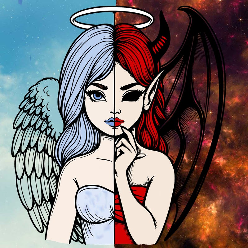 realistic angel half demon