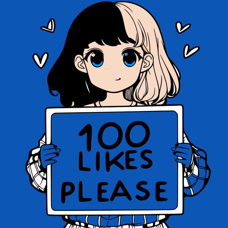 a girl holding a sign saying 100 likes please