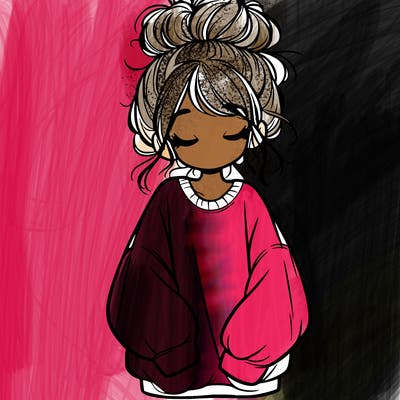 girl with baggy sweatshirt and messy bun