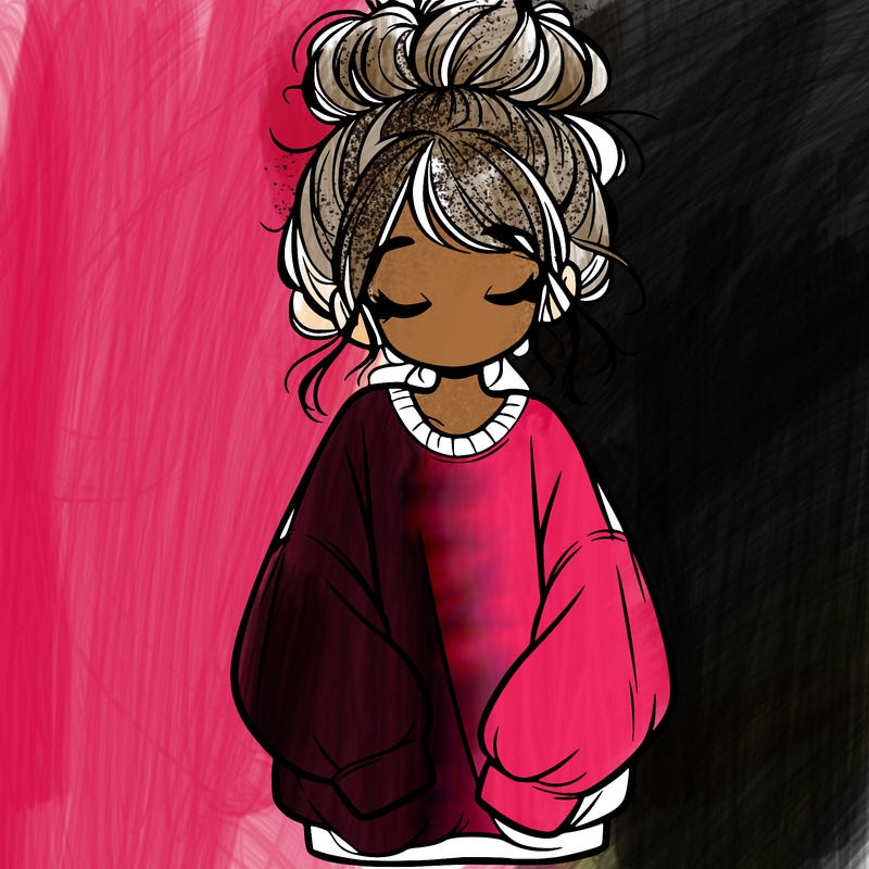 girl with baggy sweatshirt and messy bun