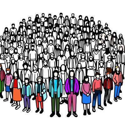 people in a big group