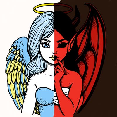 realistic angel half demon