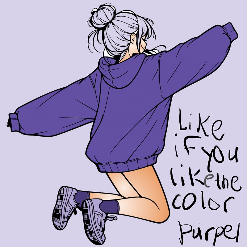 realistic girl jumping with a bun and oversized sweatshirt