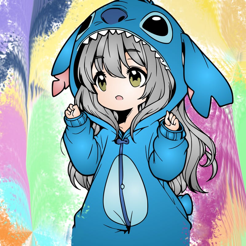 anime girl in a stitch onsie