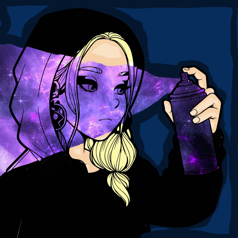 a realistic girl, spray painting