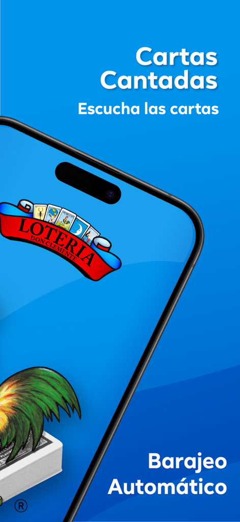 App Loteria Mexicana che mostra carte vocali e funzionalità di mescolamento automatico