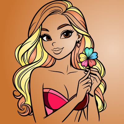 beautiful woman  carrying a clover