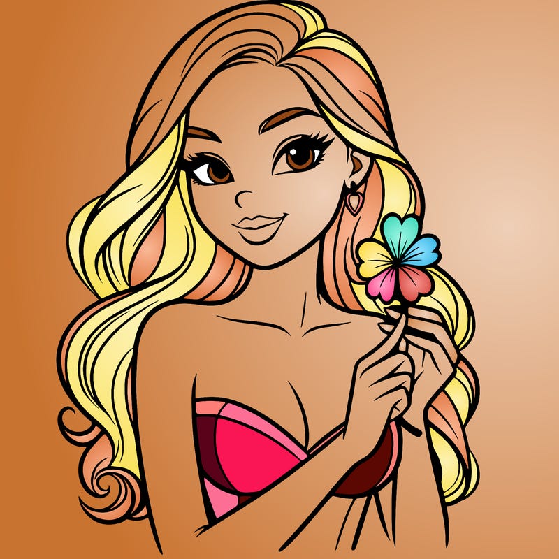 beautiful woman  carrying a clover