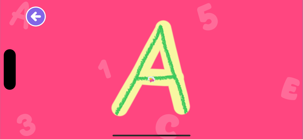 ABC 123 Letters Tracing Kids - A child tracing the uppercase letter A with a green line in an educational app