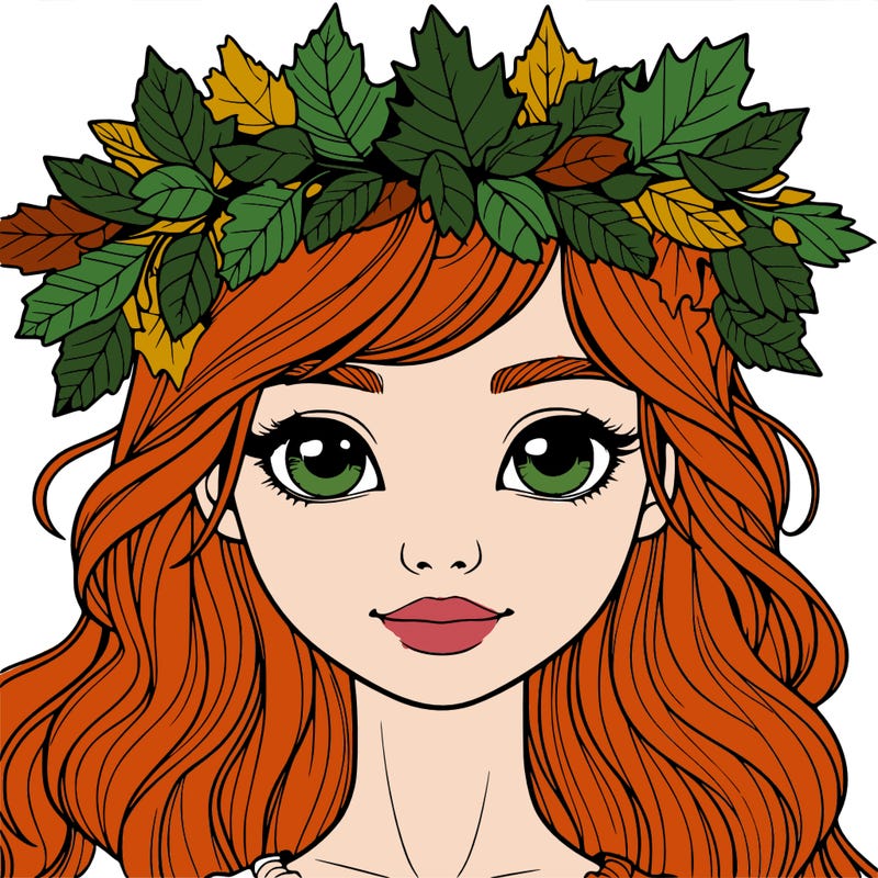 realistic girl with fall leaf crown