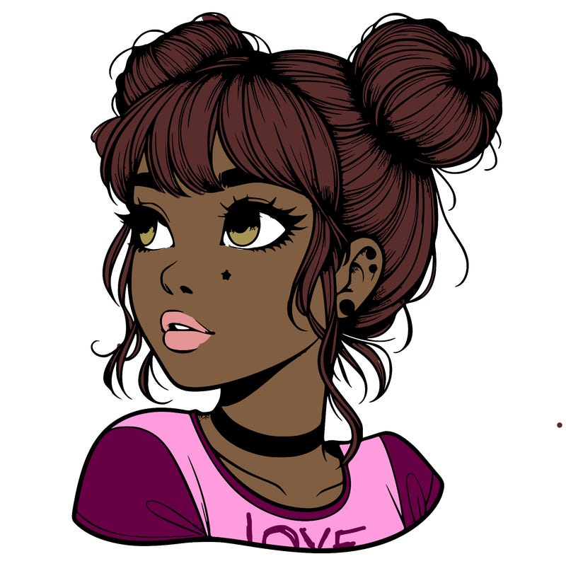realistic girl with spacebuns