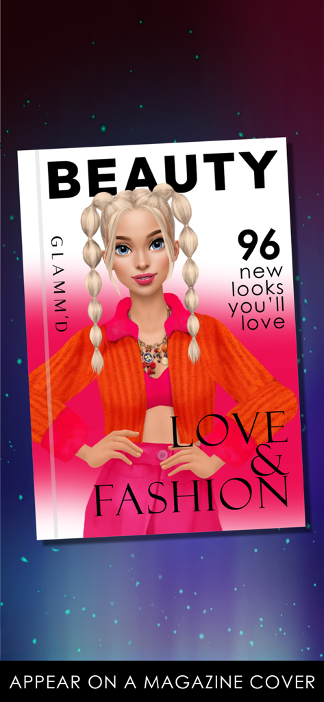 GLAMM’D - Fashion Game - A stylish virtual model on a beauty magazine cover in the GLAMM’D fashion game
