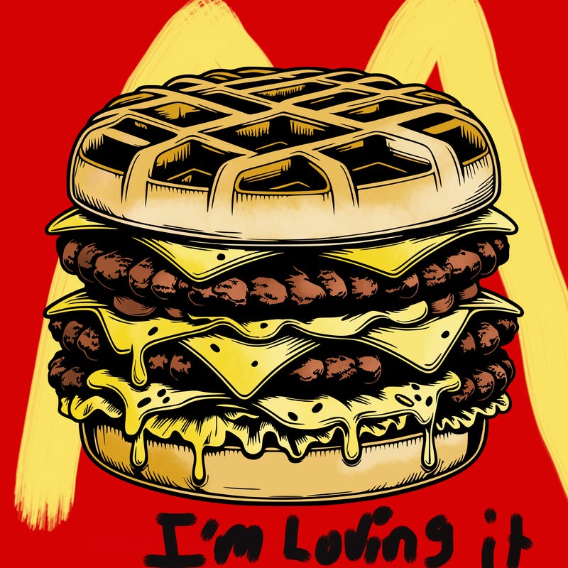 realistic waffle burger
