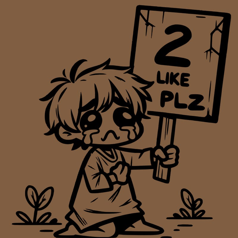 small poor toddler crying with sign that says 2 like plz