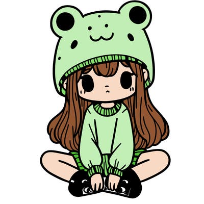 a girl wearing a frog hat and some frog socks