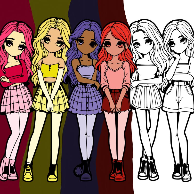 a group of girls realistic