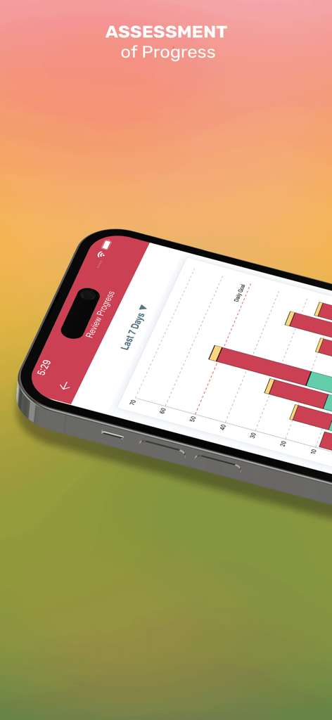 First Aid Q&A USMLE Step 2 CK - Una pantalla de smartphone que muestra un gráfico de barras para la evaluación del progreso durante los últimos siete días en la aplicación Primeros Auxilios USMLE Paso 2 CK