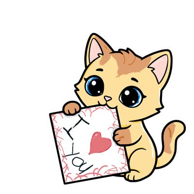 a small cat with a blank sheet of paper in its hand. the cat is sooooooo cute!