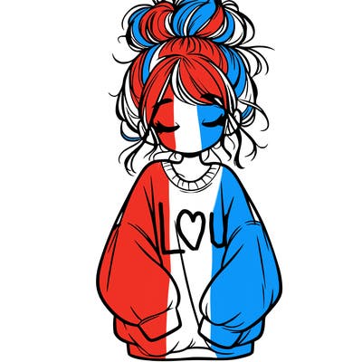 girl with baggy sweatshirt and messy bun