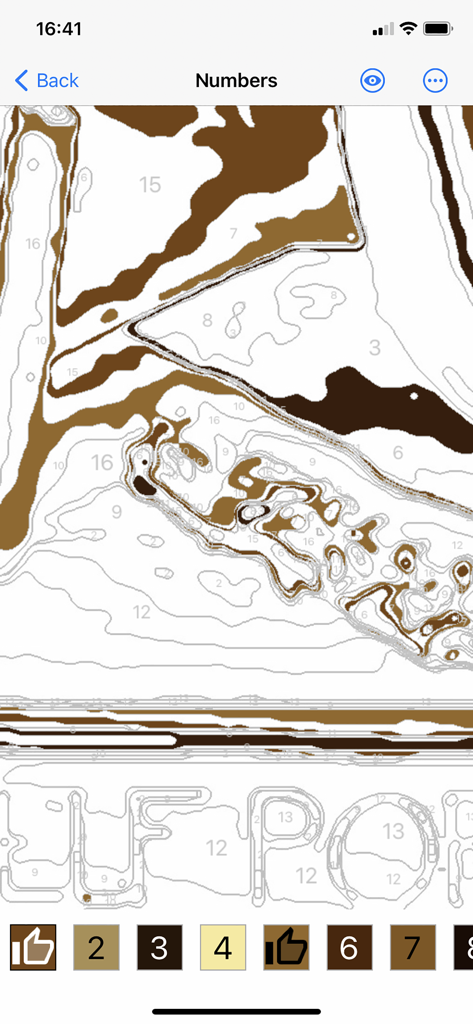 Paint By Number Creator - A custom paint by number pattern outline with a numbered color palette interface