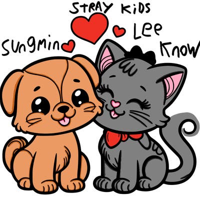 cat with a dog and in love