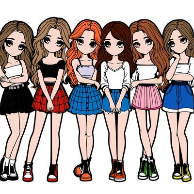 a group of girls realistic