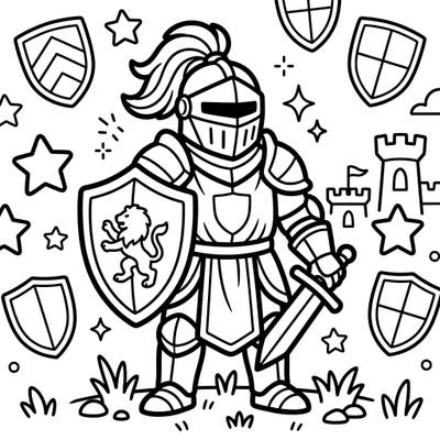 Introduce your toddler to the world of medieval heroes with this delightful feudal knight coloring page. Featuring ultra-thick lines and large, easy-to-color shapes, it's perfect for developing fine motor skills.