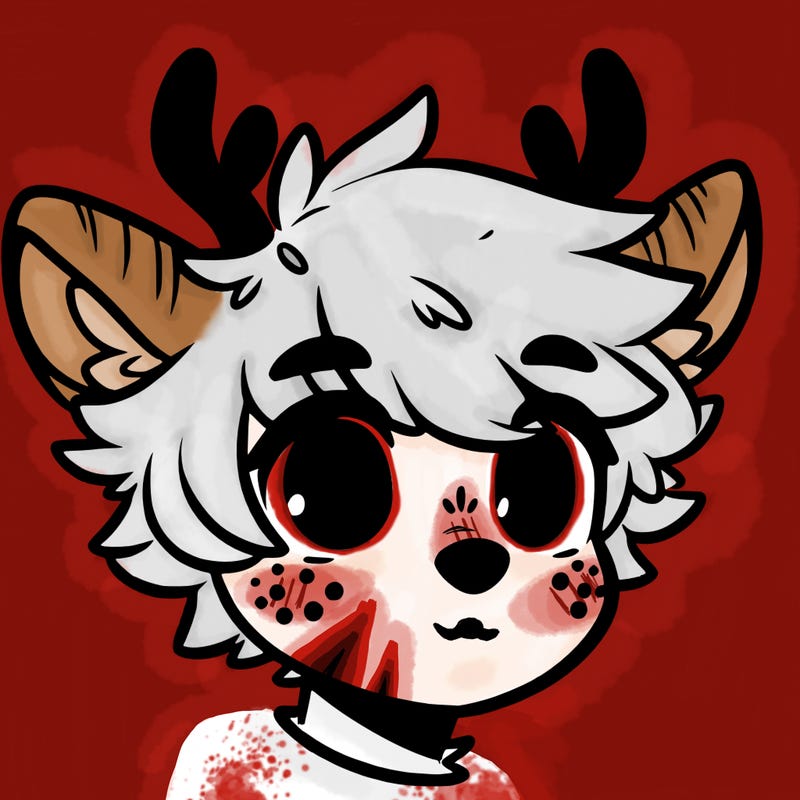 a humanoid deer with soft fluffy ears