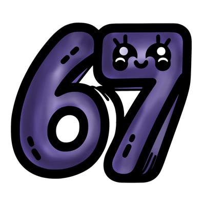the numbers 67