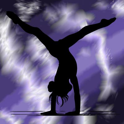 realistic gymnastic hand stand girl in four splits