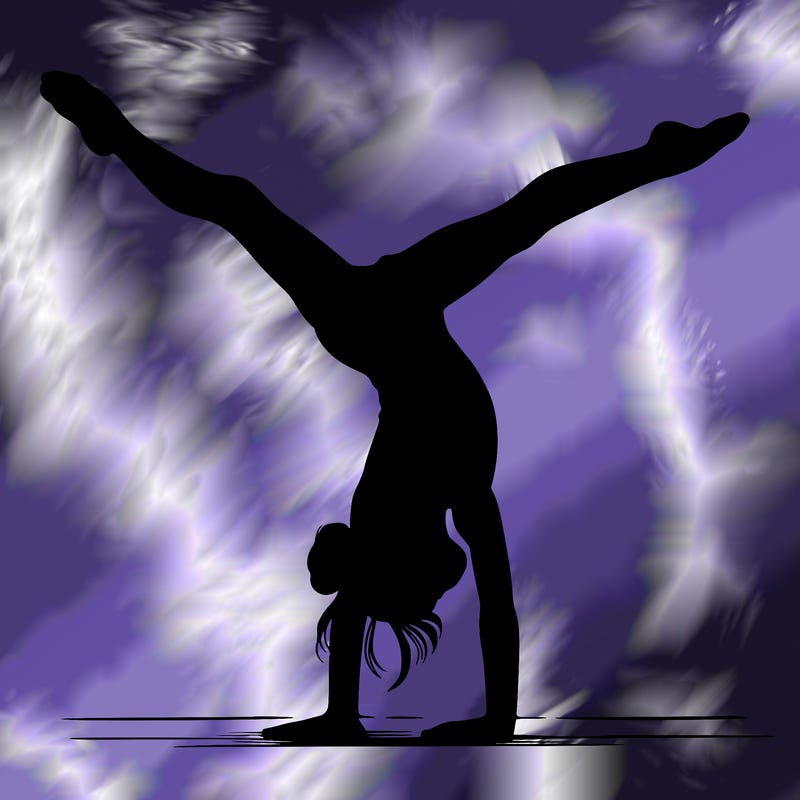 realistic gymnastic hand stand girl in four splits