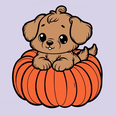 cute little puppy in a pumpkin