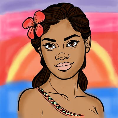 a realistic polynesian woman with a samoan pacific look and a taupou